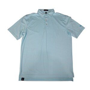 Peter Millar Summer Comfort Polo Shirt Men XL  Light Blue Short Sleeve Striped *